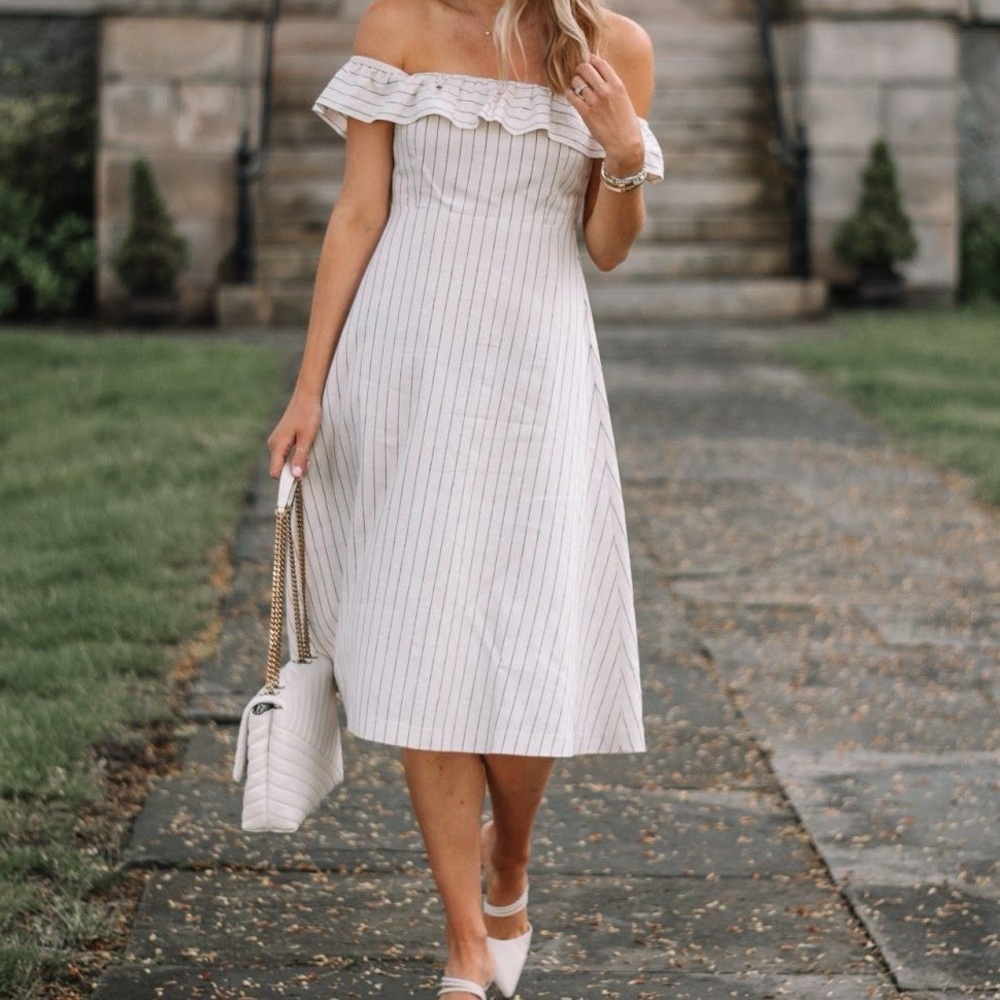 ANN TAYLOR off the shoulder linen dress
